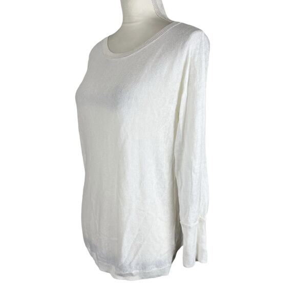Brochu Walker Linen Blend Scoop Crew Neck Pullover Sweater Off-White Size Small - Picture 5 of 7